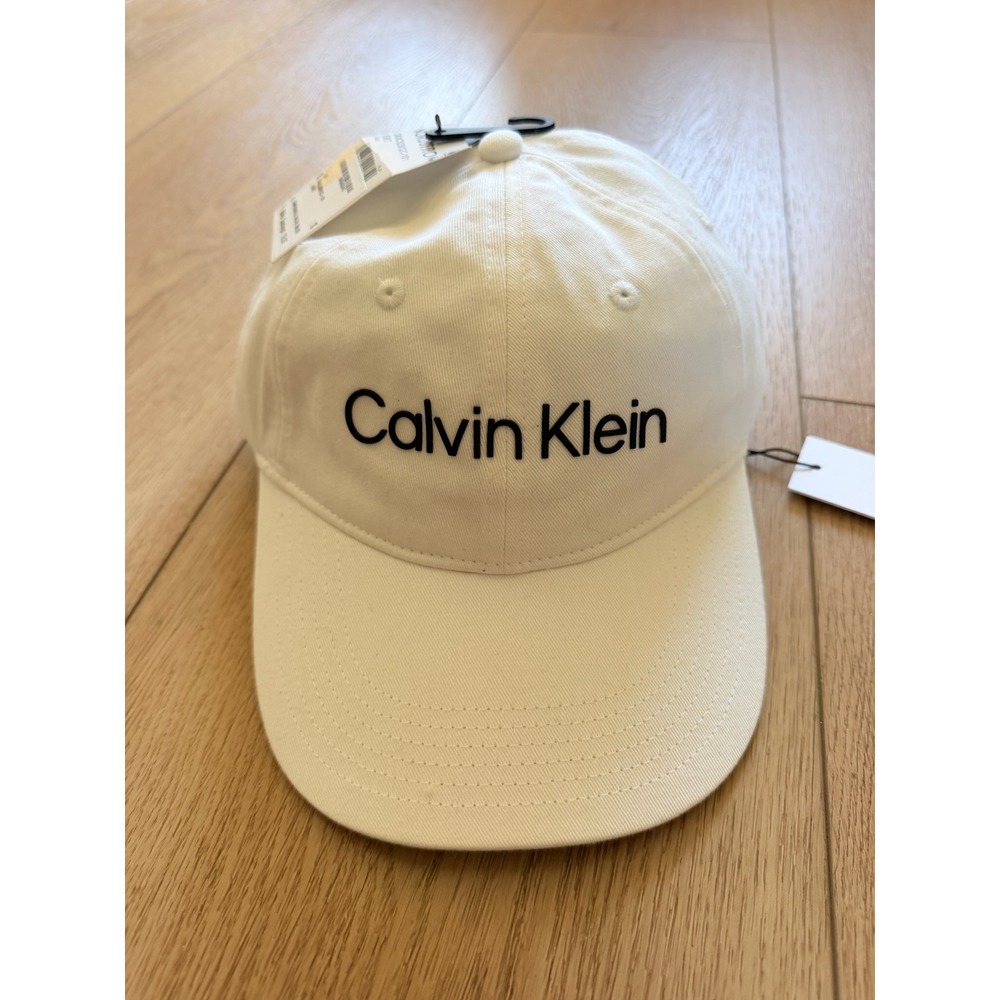Calvin Klein White Cotton Logo Baseball Cap Adjustable Hat CKMC523912C NEW